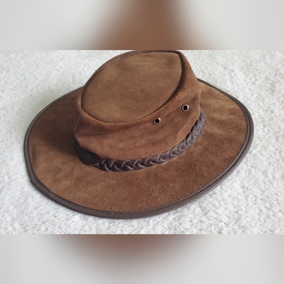 OUTBACK Survival gear Vintage Leather Brown Western unsix  Hat - Picture 10 of 14